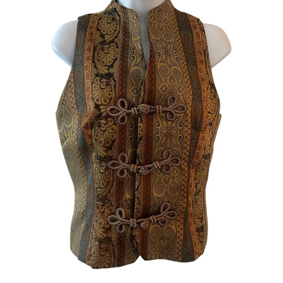 Giuseppe Collection Brocade Vest Tapestry Jacquard Frog Closure Petite P - Picture 9 of 9